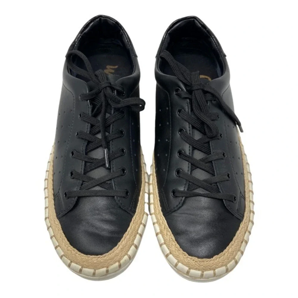Sam Edelman Women's Kavi Leather Sneakers Black Casual Espadrille Trim Size 7
